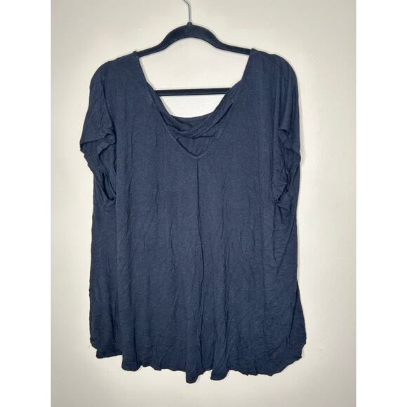 Women’s Size 2X Bobeau Black Short Sleeve Flowy Blouse Plain Shirt - Picture 3 of 3